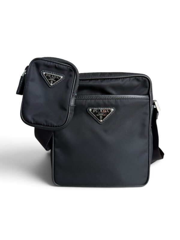 Prada Re-Nylon/Saffiano Leather Shoulder Bag Black