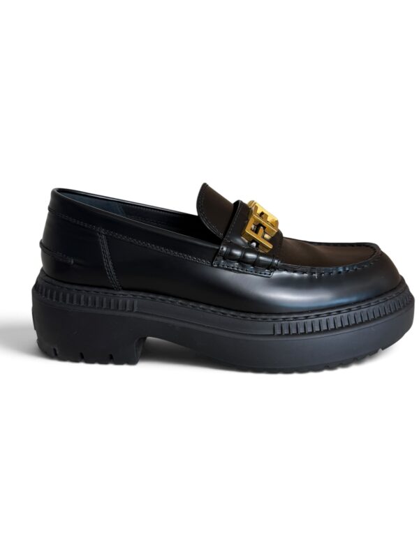Fendi Vitello Abrasivato Fendigraphy 50mm Loafers 39 Black