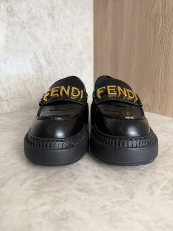 Fendi Vitello Abrasivato Fendigraphy 50mm Loafers 39 Black