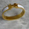 Hermes Enamel Narrow Clic Clac H Bracelet PM White