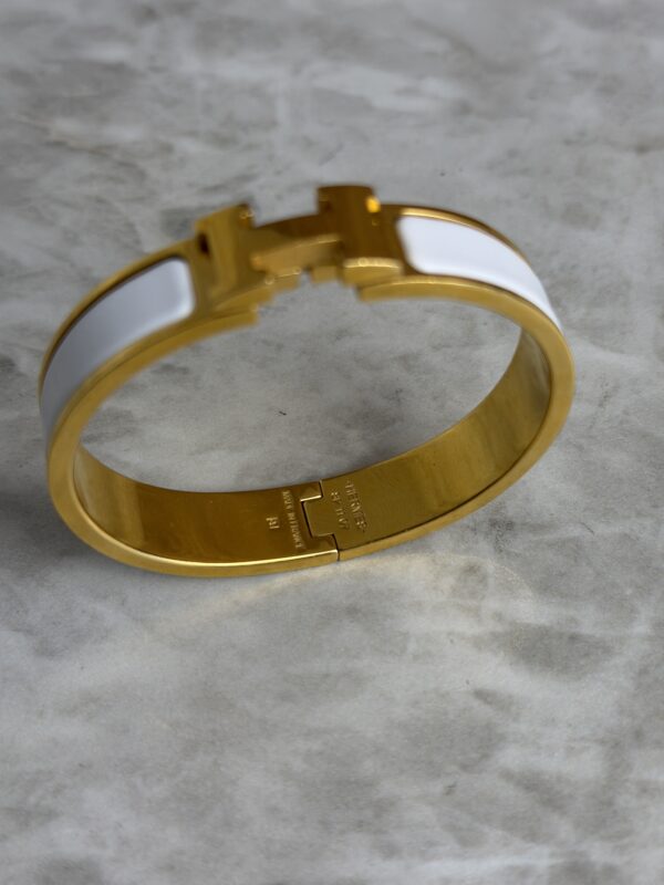 Hermes Enamel Narrow Clic Clac H Bracelet PM White