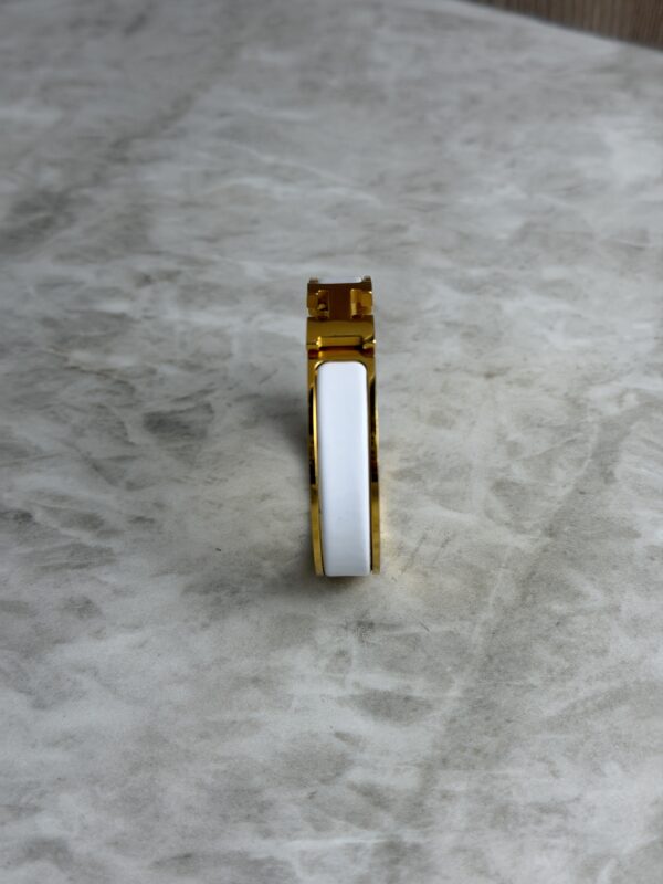 Hermes Enamel Narrow Clic Clac H Bracelet PM White