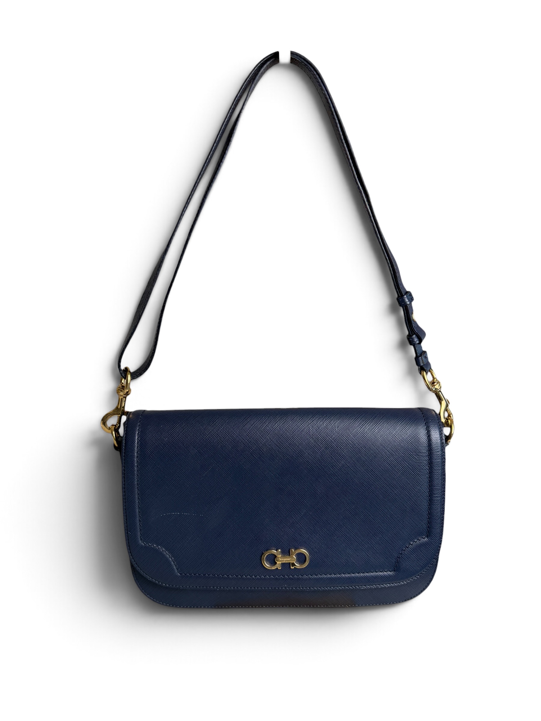 Salvatore Ferragamo Gancini Crossbody Bag Navy