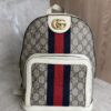 Gucci GG Supreme Monogram Calfskin Web Small Ophidia Day Backpack Beige Ebony New Acero