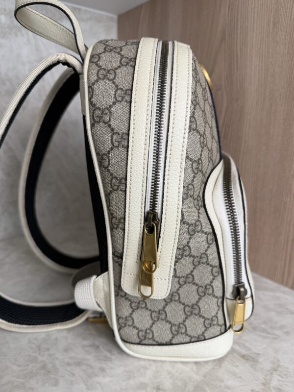 Gucci GG Supreme Monogram Calfskin Web Small Ophidia Day Backpack Beige Ebony New Acero