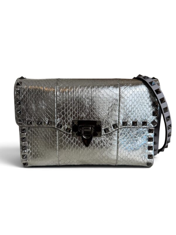 Valentino Garavani Rockstud Crossbody Bag Medium Silver