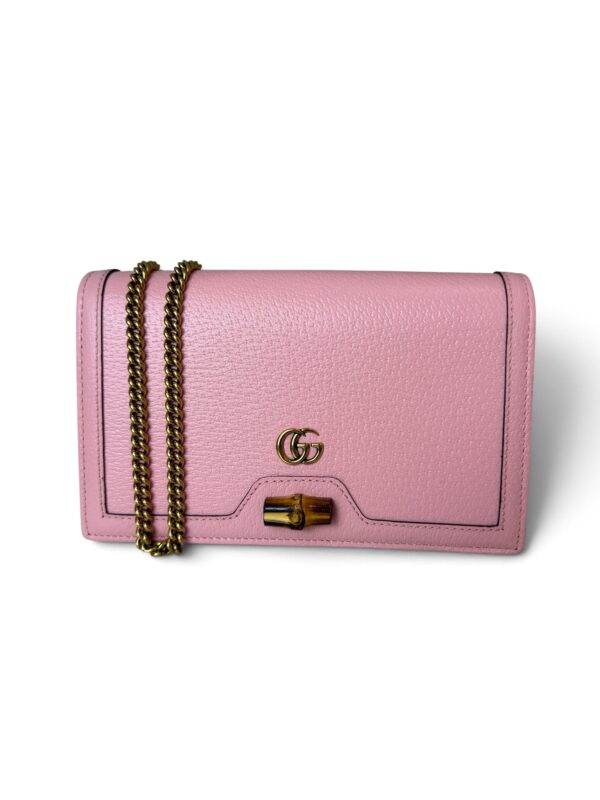 Gucci Diana Mini With Bamboo Wallet on Chain Pink