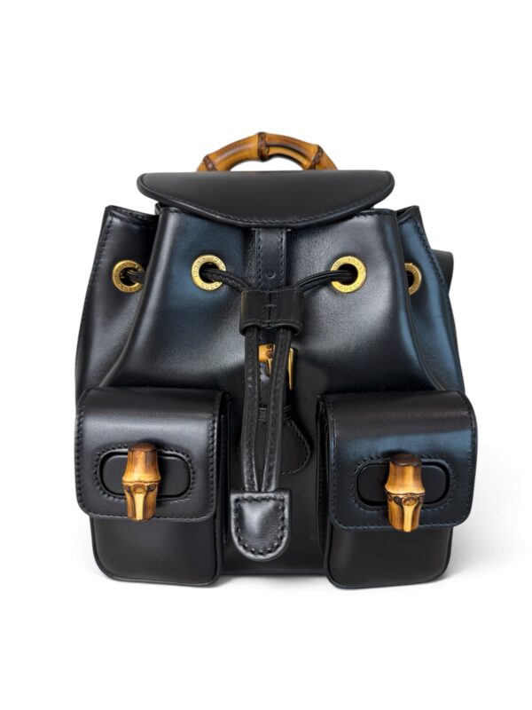 Gucci Calfskin Bamboo Backpack Black